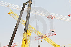 The construction site cranes