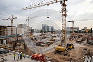 Construction site with cranes
