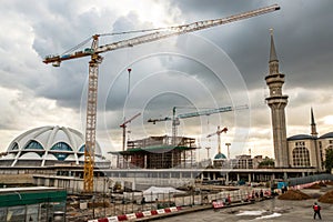 Construction site and cranes, design architecture