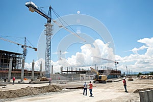 Construction site and cranes, design architecture photo