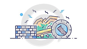 Construction Site or Demolition Progress, vector design Generative AI