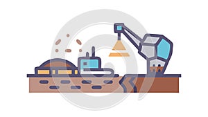 Construction Site Digging Work, Heavy Machinery Vector Illustration, vector design Generative AI