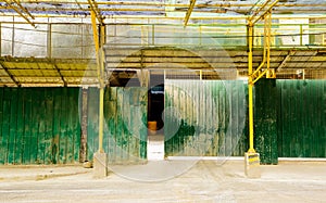 Construction site entrance with security nets