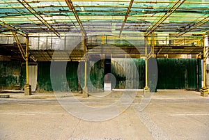 Construction site entrance with security nets