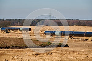 Construction site of the European natural gas pipeline EUGAL near Wrangelsburg (Germany) on 16.02.2019, this pipeline begins in