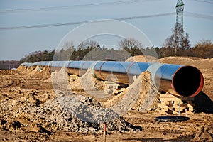 Construction site of the European natural gas pipeline EUGAL near Wrangelsburg (Germany) on 16.02.2019, this pipeline begins in