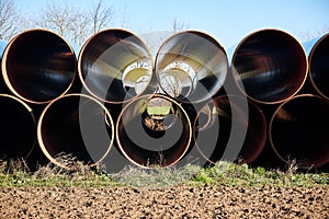Construction site of the European natural gas pipeline EUGAL near Wrangelsburg (Germany) on 16.02.2019, this pipeline begins in