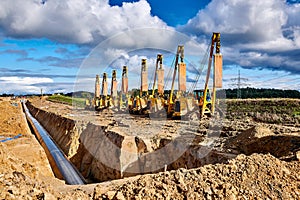 Construction site of the European natural gas pipeline EUGAL near Wrangelsburg Germany on 16.02.2019, this pipeline begins in