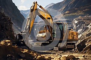 Construction site excavator digger miner excavation building mud heavy powerful hydraulic machinery industrial equipment