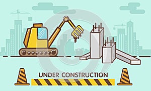 Construction site,Flat style vector,building a house or webpage, vector flat illustration. - Vector