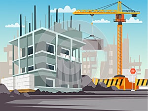 Construction site flat vector illustration