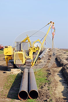 Construction site with gas pipeline