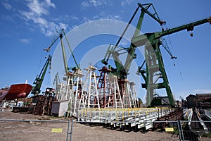 Construction site in Gdansk shipyard