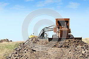 Construction site with heavy machinery