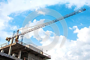 Construction site with a high crane