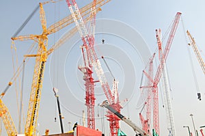 Construction site high cranes