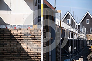 Construction site, in the foreground, the cavity wall insulation