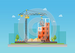 Construction site illustration. Building under construction