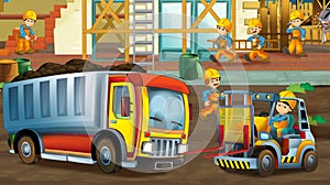 On the construction site - illustration for the children