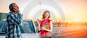 Construction site inspector making report