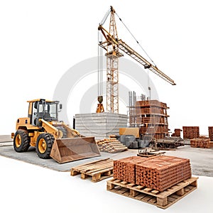 Construction site isolated on white background