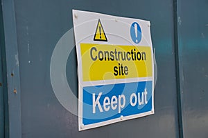 Construction site, Keep Out warning sign, closeup detail