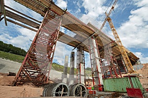 Construction site of a motorway bridge