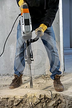 construction site, man with jackhammer