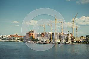 Construction site of modern residential quarter