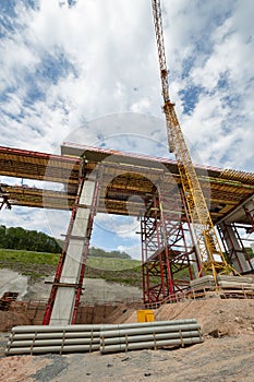 Construction site of a motorway bridge