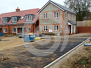 Construction site. New Build Houses & road laying.