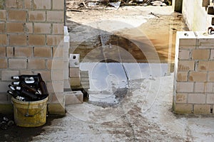 construction site of new building from sand-lime bricks