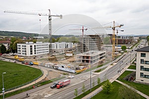 Construction site in new development area in Germany