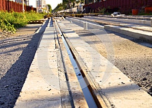 The construction site of new light rail rapid transportation system