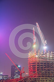 Construction site at night