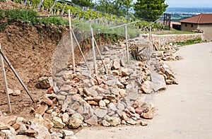 Construction site of a old stone wall