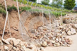 Construction site of a old stone wall