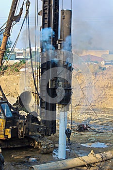 Construction site piling works