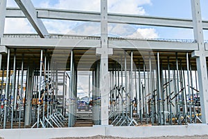 Construction site with precast concrete elements