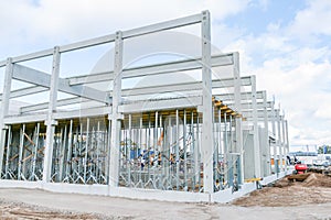 Construction site with precast concrete elements