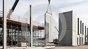 Construction Site: Precast Concrete Panel Installation