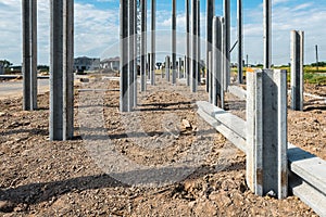 construction site with precast concrete pile