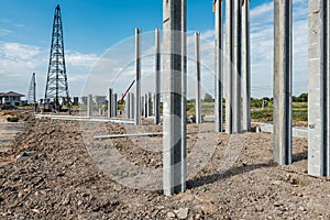 construction site with precast concrete pile