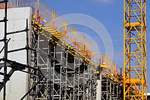 Construction site. Preparatory work for the pouring of concrete floors in the building