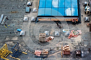 Construction site, roof with two workmen