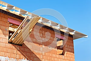 Construction site and shell of a house