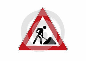 Construction site sign - caution, construction works traffic sign