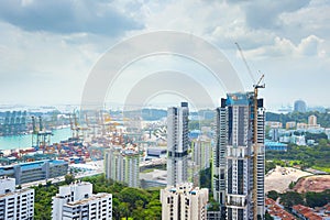 Construction site skyscraper port Singapore