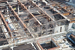 Construction Site with Steel Girders