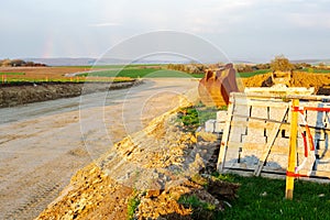 Construction site of street being built on the countryside